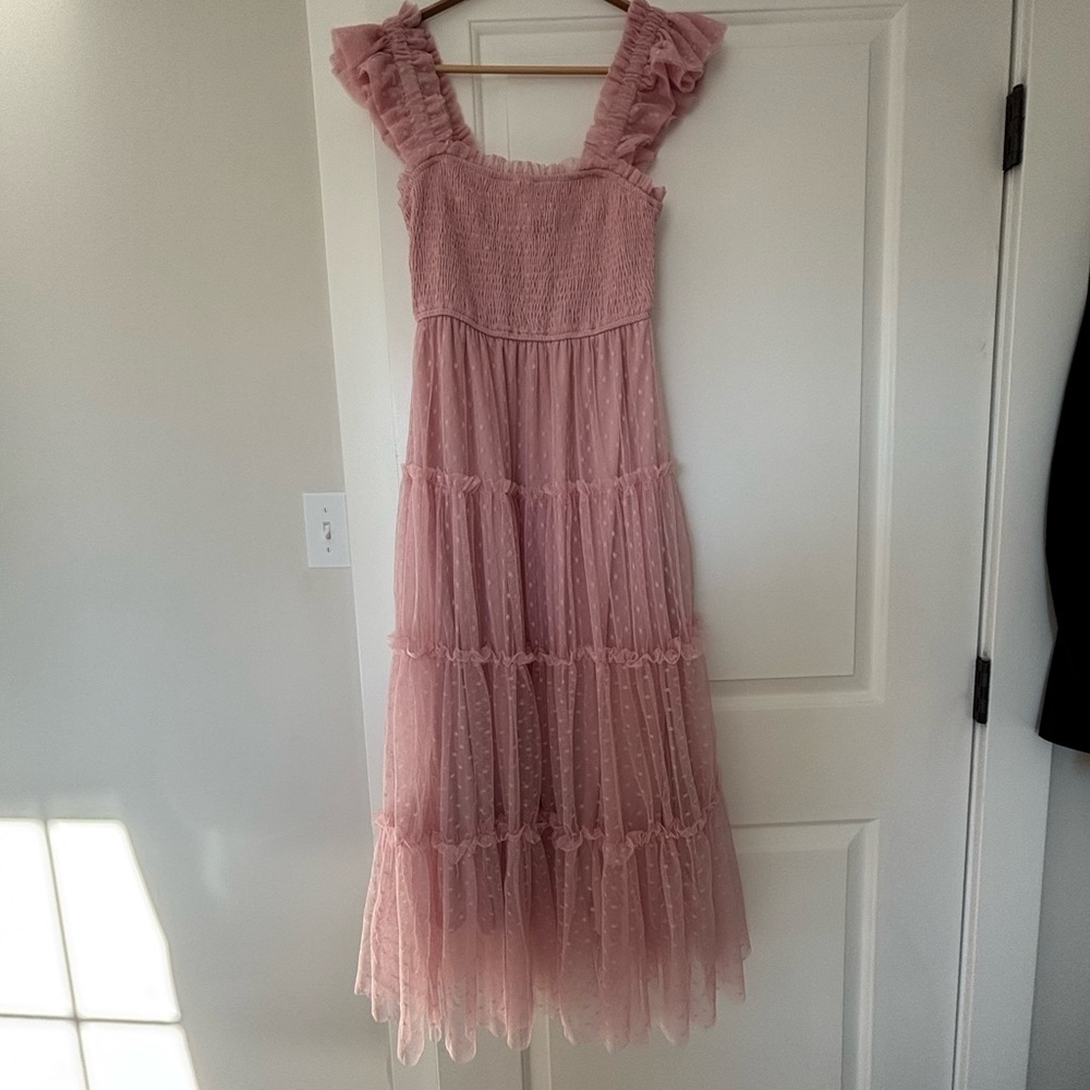 Blu Pepper Dusty Rose Ruffled Tiered Maxi Dress